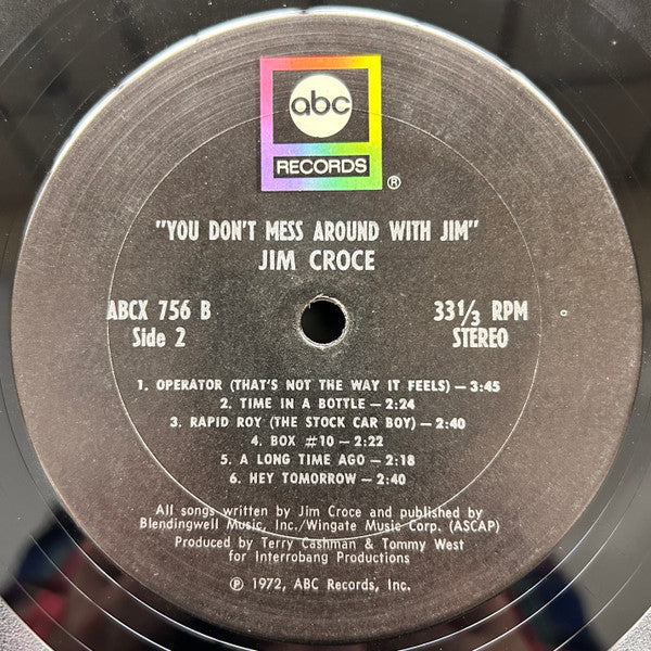 Jim Croce - You Don't Mess Around With Jim (1972) - VG+ LP Record 1973 ABC USA RARE Santa Maria Pressing Vinyl - Soft Rock / Pop Rock - Shuga Records