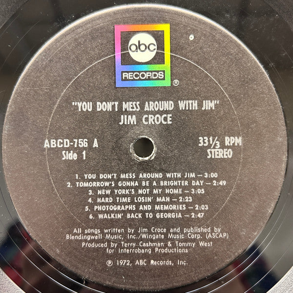 Jim Croce - You Don't Mess Around With Jim (1972) - VG+ LP Record 1973 ABC USA RARE Santa Maria Pressing Vinyl - Soft Rock / Pop Rock - Shuga Records