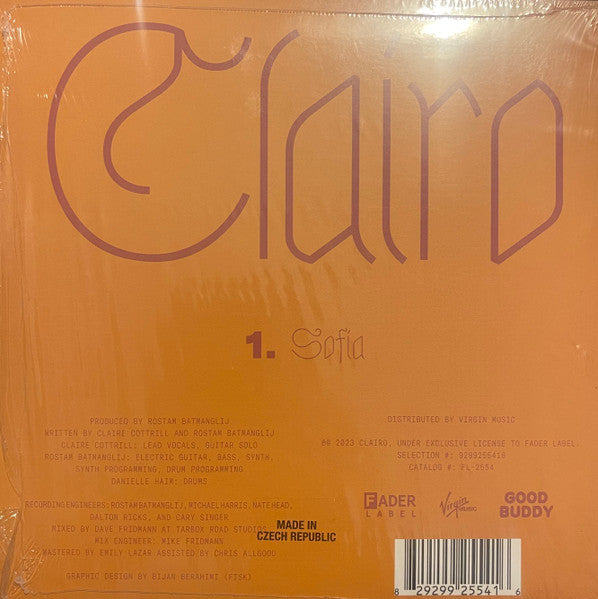Clairo - Sofia - New 7" Record 2023 Fader Label Urban Outfitters Exclusive Singles Day 2023 Vinyl - Indie Pop / Indie Rock - Shuga Records