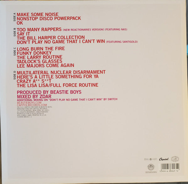 Beastie Boys - Hot Sauce Committee Part Two (2011) - VG+ 2 LP Record 2017 Capitol White 180 gram Vinyl & Iron-on - Hip Hop