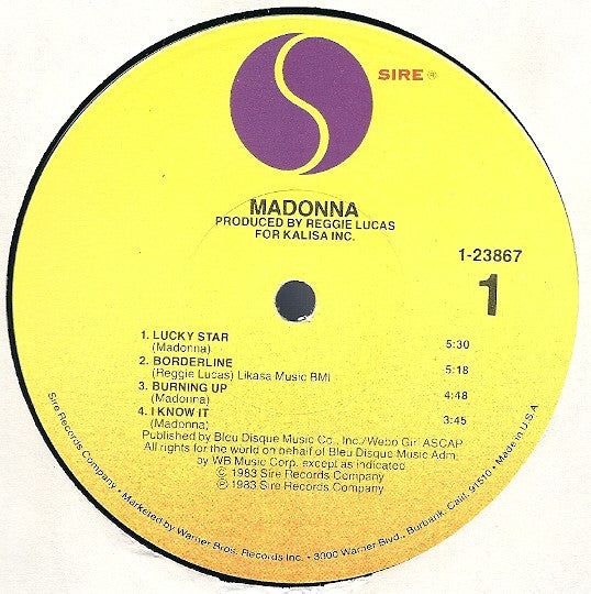 Madonna - Madonna - VG+ LP Record 1983 Sire USA Original Vinyl & Matching Inner Sleeve - Synth-pop / Pop Rock - Shuga Records