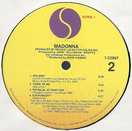 Madonna - Madonna - VG+ LP Record 1983 Sire USA Original Vinyl & Matching Inner Sleeve - Synth-pop / Pop Rock - Shuga Records