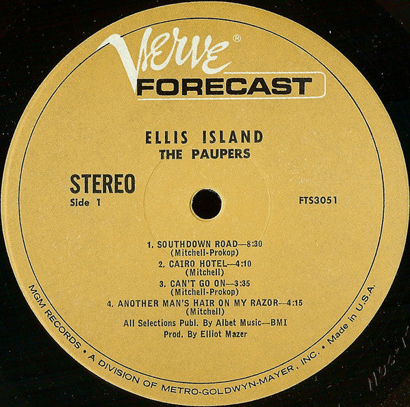 The Paupers - Ellis Island - VG+ LP Record 1968 Verve Forecast USA Vinyl & Insert - Psychedelic Rock / Prog Rock - Shuga Records