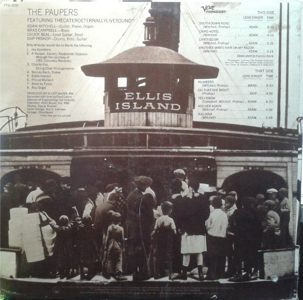 The Paupers - Ellis Island - VG+ LP Record 1968 Verve Forecast USA Vinyl & Insert - Psychedelic Rock / Prog Rock - Shuga Records