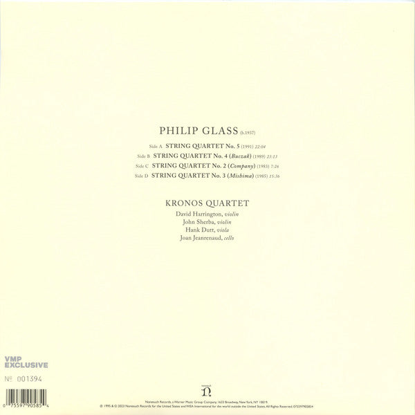 Kronos Quartet - Kronos Quartet Performs Philip Glass (1995) - New 2 LP Record 2023 Nonesuch Vinyl Me, Please Blue Vinyl & Numbered - Classical - Shuga Records