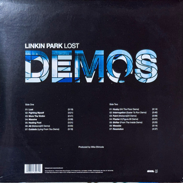 Linkin Park - Lost Demos METEORA 20 - Mint- LP Record Store Day Black Friday 2023 Warner Machine Shop RSD Translucent Sea Blue Vinyl - Alternative Rock - Shuga Records