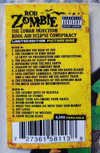 Rob Zombie – The Lunar Injection Kool Aid Eclipse Conspiracy - New LP Record Store Day Black Friday 2023 Nuclear Blast RSD Picture Disc Vinyl - Heavy Metal / Hard Rock / Industrial Metal - Shuga Records