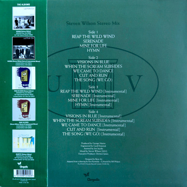 Ultravox - Quartet (1982) [Steven Wilson Stereo Mix] - New 2 LP Record Store Day Black Friday 2023 Chrysalis Clear 180 gram Vinyl - New Wave / Pop Rock - Shuga Records