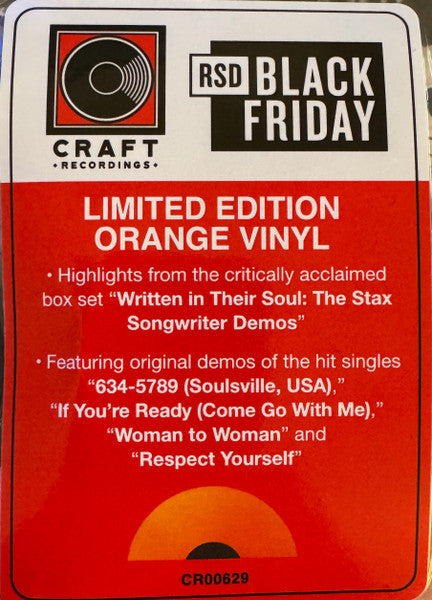 Various – Written In Their Soul (The Hits: The Stax Songwriter Demos) - New LP Record Store Day Black Friday 2023 Stax Craft Recordings RSD Orange Vinyl - Soul / Funk - Shuga Records