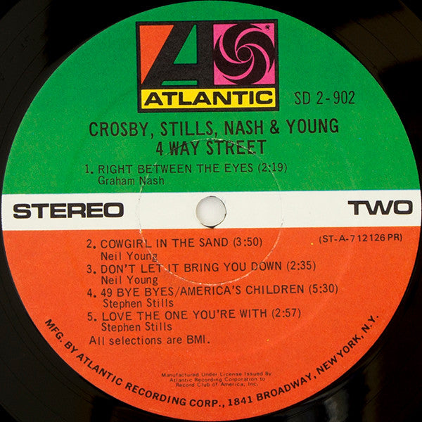 David Crosby, Stephen Stills, Graham Nash & Neil Young - 4 Way Street - VG+ 2 LP Record 1971 Atlantic USA Original Vinyl & Insert - Classic Rock / Folk Rock - Shuga Records