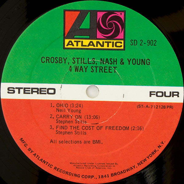 David Crosby, Stephen Stills, Graham Nash & Neil Young - 4 Way Street - VG+ 2 LP Record 1971 Atlantic USA Original Vinyl & Insert - Classic Rock / Folk Rock - Shuga Records