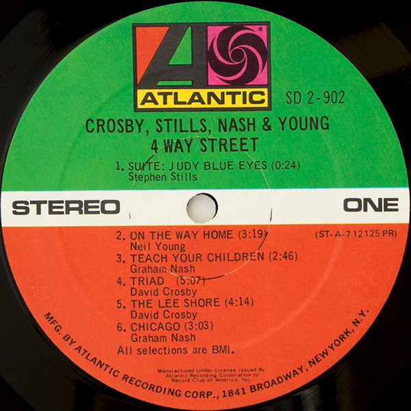 David Crosby, Stephen Stills, Graham Nash & Neil Young - 4 Way Street - VG+ 2 LP Record 1971 Atlantic USA Original Vinyl & Insert - Classic Rock / Folk Rock - Shuga Records