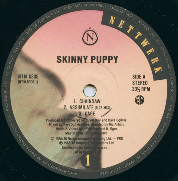 Skinny Puppy - Chainsaw - Mint- (VG+ cover) EP Record 1987 Nettwerk Canada RARE Vinyl - Industrial / Electronic