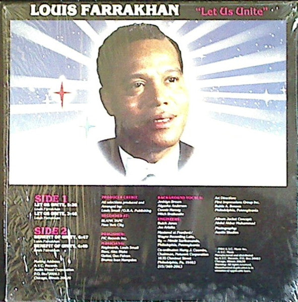 Louis Farrakhan - Let Us Unite - VG+ LP Record 1984 A.V.C. USA Vinyl - Funk / Soul / Political - Shuga Records