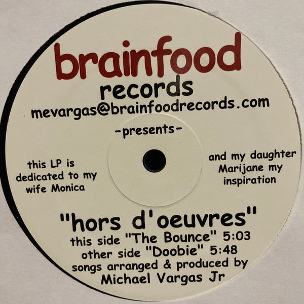 Michael Vargas Jr. – Hors D'oeuvres - New 12" Single Record 1990s Brainfood USA Vinyl - Breaks / IDM - Shuga Records