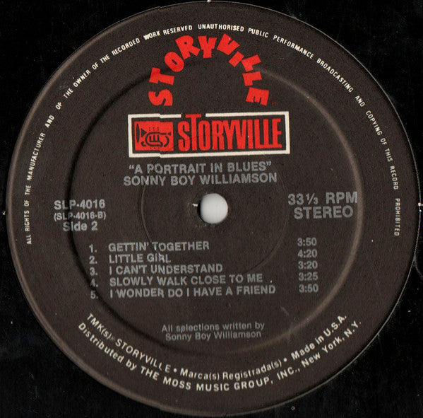 Sonny Boy Williamson - A Portrait In Blues - VG+ LP Record 1980 Storyville Stereo Vinyl - Harmonica Blues / Chicago Blues