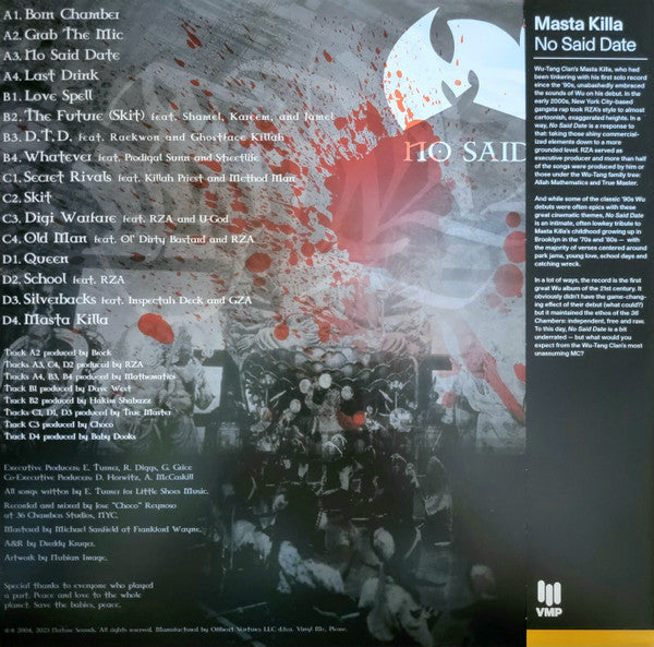 Masta Killa – No Said Date (2004) - New 2 LP Record 2023 Nature Sounds Vinyl Me, Please Clear w/ Red Splatter Vinyl & Booklet - Hip Hop - Shuga Records
