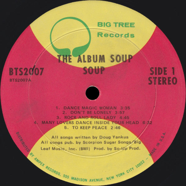 Soup - The Album Soup - VG LP Record 1971 Big Tree USA Original Vinyl - Psychedelic Rock / Blue Rock / Classic Rock - Shuga Records