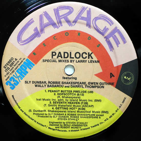 Larry Levan Featuring Sly Dunbar, Robbie Shakespeare, Gwen Guthrie, Wally Badarou, Darryl Thompson - Padlock (Special Mixes) - Mint- (VG+ cover) LP Record 1985 Garage USA Vinyl - Garage House / Disco / Boogie - Shuga Records