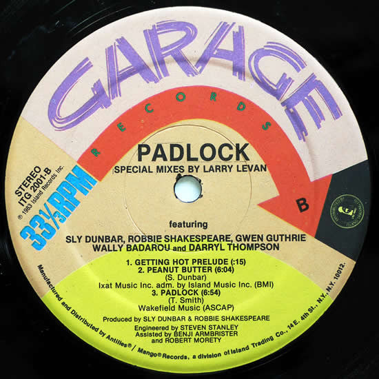 Larry Levan Featuring Sly Dunbar, Robbie Shakespeare, Gwen Guthrie, Wally Badarou, Darryl Thompson - Padlock (Special Mixes) - Mint- (VG+ cover) LP Record 1985 Garage USA Vinyl - Garage House / Disco / Boogie - Shuga Records