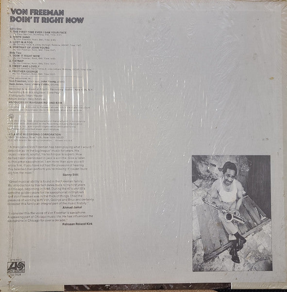 Von Freeman - Doin' It Right Now - VG+ LP Record 1972 Atlantic USA Original Vinyl - Jazz / Post Bop - Shuga Records