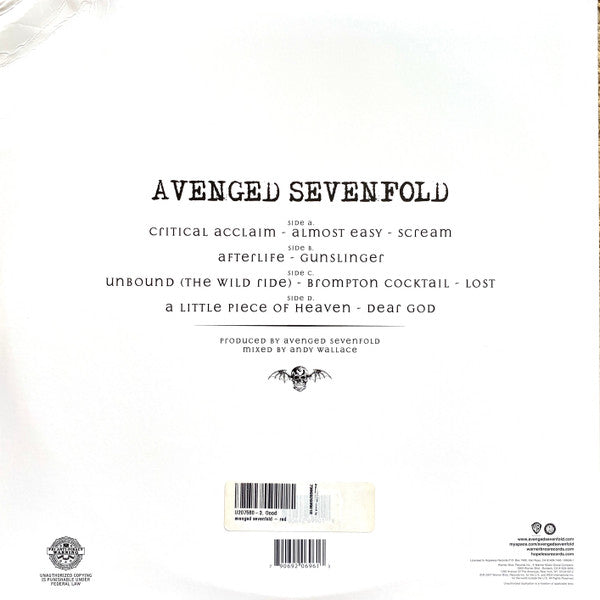 Avenged Sevenfold - Avenged Sevenfold (2007) - New 2 LP Record 2023 Hopeless Warner Red Vinyl - Metalcore / Heavy Metal / Rock - Shuga Records