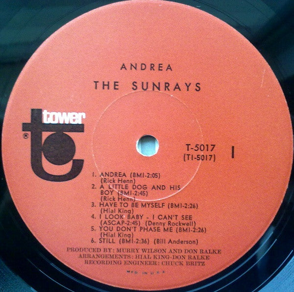 The Sunrays - Andrea - VG+ (VG cover) LP Record 1966 Tower USA Vinyl - Surf Rock / Pop Rock