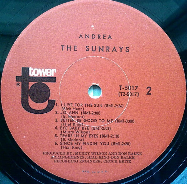 The Sunrays - Andrea - VG+ (VG cover) LP Record 1966 Tower USA Vinyl - Surf Rock / Pop Rock