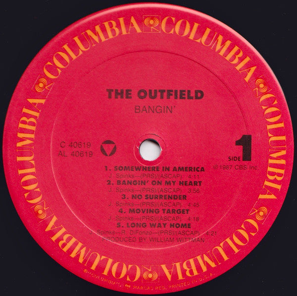 The Outfield - Bangin' -Mint- LP Record 1987 Columbia USA Original Vinyl - Pop Rock / Synth-pop - Shuga Records