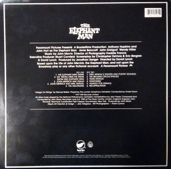 John Morris / David Lynch - The Elephant Man LP Record 1980 Pacific Arts USA Original Press Vinyl - Soundtrack - Shuga Records