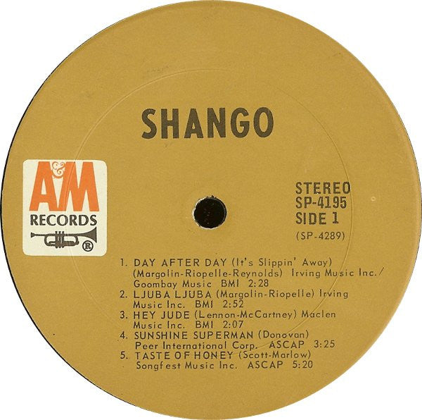 Shango - Shango - VG+ LP Record 1969 A&M USA Original Vinyl - Pop Rock / Latin Rock - Shuga Records