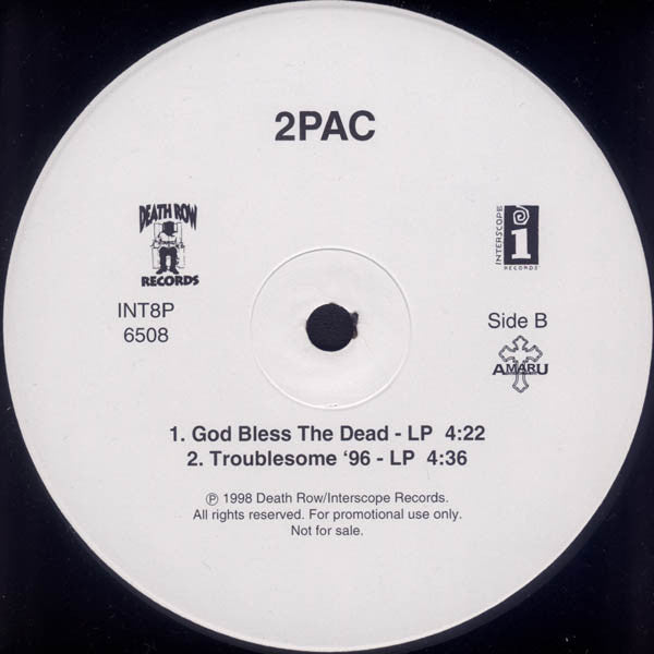 2Pac - God Bless The Dead / Troublesome '96 - Mint- 12" Single Record 1998 Death Row Interscope Promo Vinyl - Hip Hop - Shuga Records