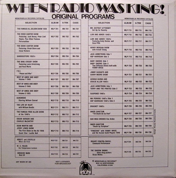 William Conrad - When Radio Was King! (Gunsmoke) - New LP Record 1974 Memorabilia USA Original Vinyl - Radioplay / Non-Music / Comedy - Shuga Records