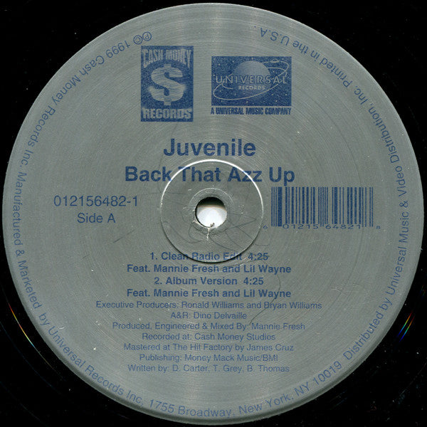 Juvenile - Back That Azz Up - VG+ 12" Single Record 1988 Cash Money USA Vinyl - Hip Hop / Bounce - Shuga Records