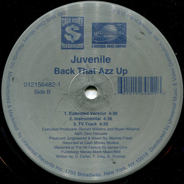 Juvenile - Back That Azz Up - VG+ 12" Single Record 1988 Cash Money USA Vinyl - Hip Hop / Bounce - Shuga Records