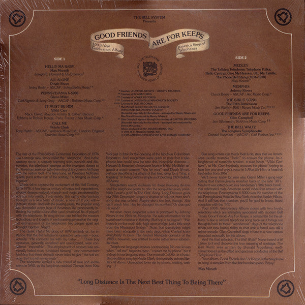 Various - Good Friends Are For Keeps - America Sings Of Telephones - New LP Record 1975  AT&T Bell USA Vinyl - Pop / Jazz / Vocal