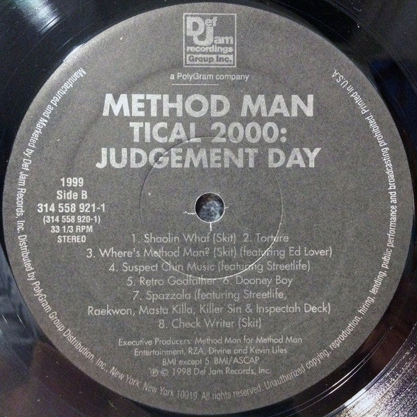 Method Man ‎– Tical 2000: Judgement Day - VG+ 2 LP Record 1998 Def Jam USA Original Vinyl - Hip Hop / Wu-Tang Clan