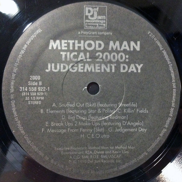 Method Man ‎– Tical 2000: Judgement Day - VG+ 2 LP Record 1998 Def Jam USA Original Vinyl - Hip Hop / Wu-Tang Clan