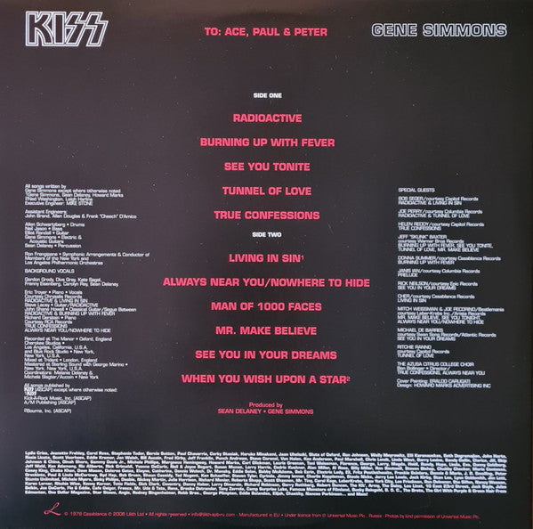 Kiss - Gene Simmons (1978) - Mint- LP Record 2006 Lilith 180 gram Picture Disc Vinyl - Hard Rock - Shuga Records