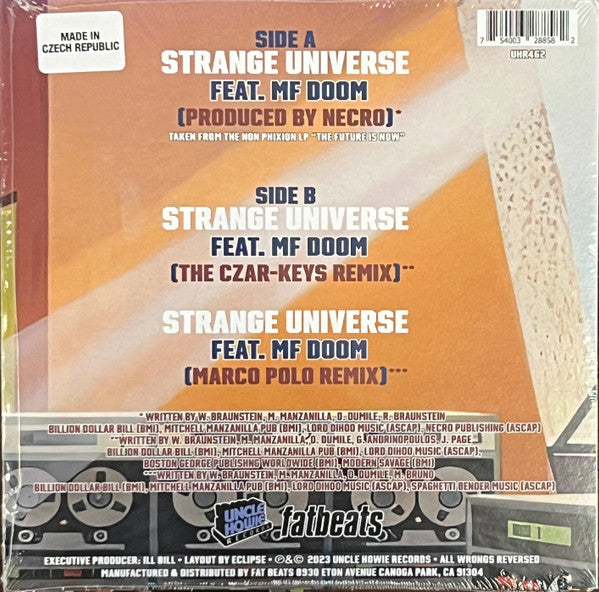 Non Phixion Feat. MF Doom - Strange Universe - New 7" Single Record 2024 Uncle Howie Vinyl - Hip Hop - Shuga Records