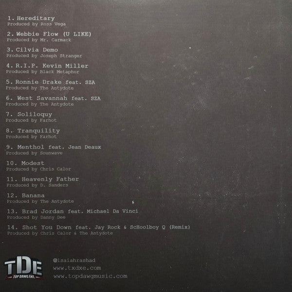 Isaiah Rashad - Cilvia Demo (2014) - New (Opened to verify) 2 LP Record 2024 Top Dawg Entertainment Cream Vinyl - Jazzy Hip-Hop - Shuga Records