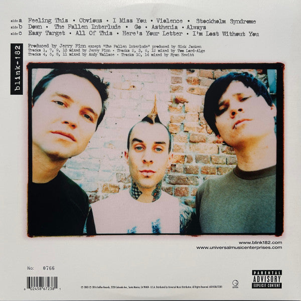 Blink-182 - Blink-182 (2003) - Mint- (VG+ cover) 2 LP Record 2024 Geffen Club Edition Clear Vinyl, Litho & Numbered - Pop Rock / Pop Punk