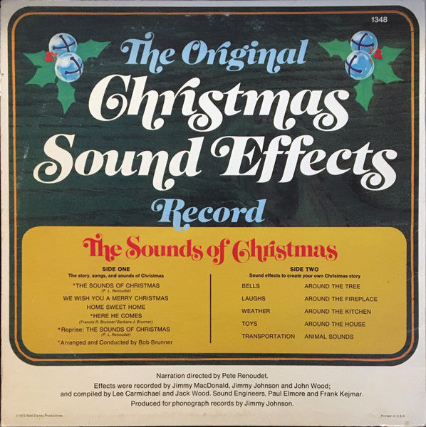 Walt Disney - The Sounds Of Christmas - Mint- LP Record 1973 Disneyland USA Original Vinyl - Children's / Story / Special Effects / Holiday - Shuga Records
