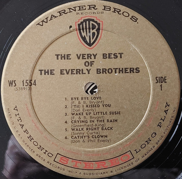 Everly Brothers - The Very Best Of The Everly Brothers - Mint- LP Record 1964 Warner USA Original Gold Vitaphonic Stereo Vinyl - Pop Rock / Rock & Roll - Shuga Records
