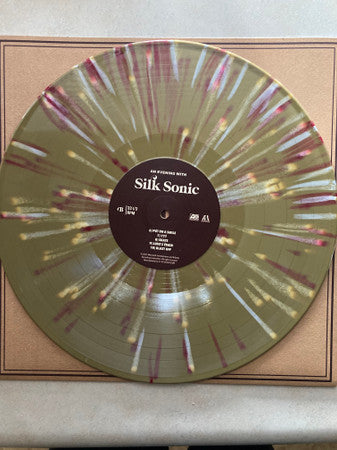 Silk Sonic - An Evening With Silk Sonic (2021) - Mint- LP Record 2024 Atlantic Aftermath Gold w/ White & Red Splatter Vinyl - R&B / Soul / Funk / Pop - Shuga Records