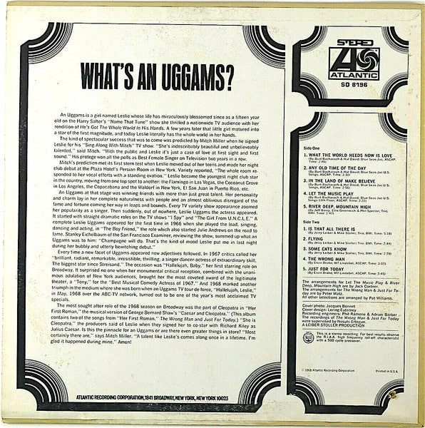 Leslie Uggams - What's An Uggams? - VG+ LP Record 1968 Atlantic USA Original Vinyl - Soul - Shuga Records