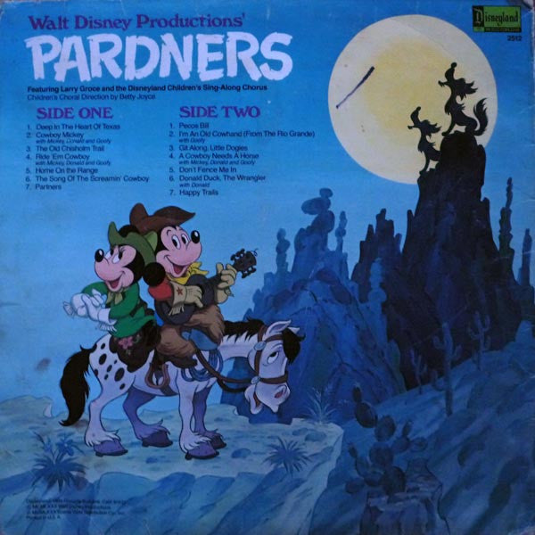 Larry Groce And The Disneyland Children's Sing-Along Chorus - Pardners - VG+ LP Record 1980 Walt Disney Disneyland USA Vinyl - Children's / Country - Shuga Records