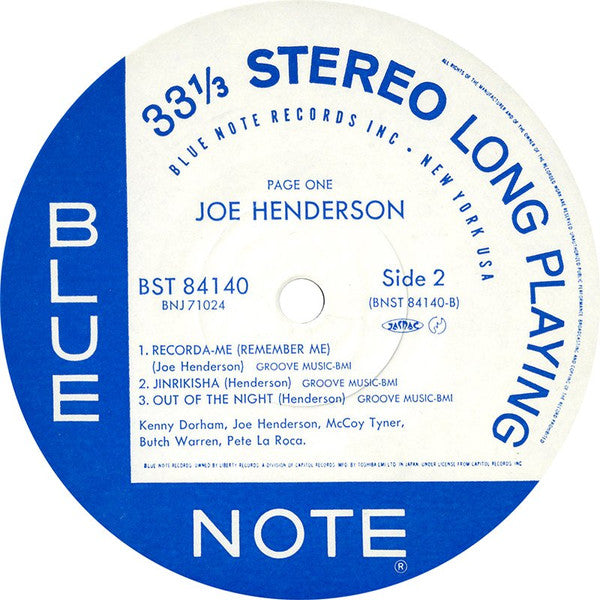 Joe Henderson - Page One (1963) - Mint- LP Record 1984 Blue Note Japan Vinyl & Booklet - Jazz / Hard Bop