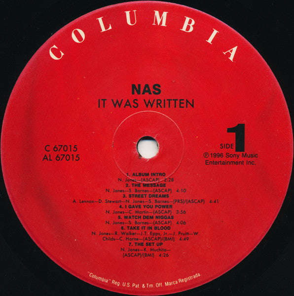 Nas - It Was Written - Near Mint- LP Record 1996 Columbia USA Original RARE Vinyl - Hip Hop / Boom Bap / Conscious - Shuga Records