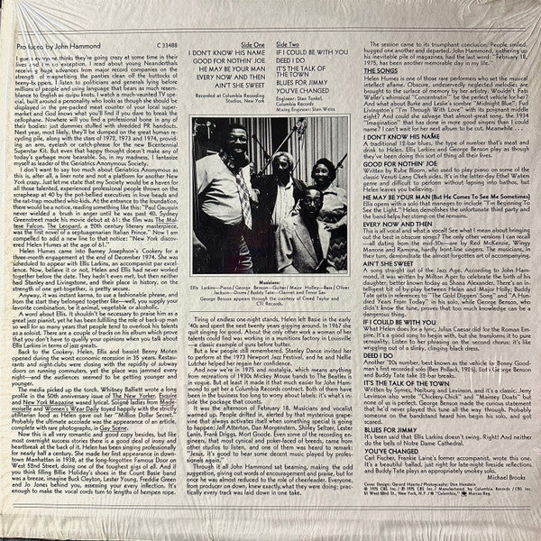 Helen Humes - The Talk Of The Town - New LP Record 1975 Columbia USA Original Vinyl - Jazz / Vocal - Shuga Records